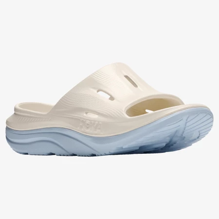 Hoka Ora Recovery Slides 3 in Alabaster/Blue