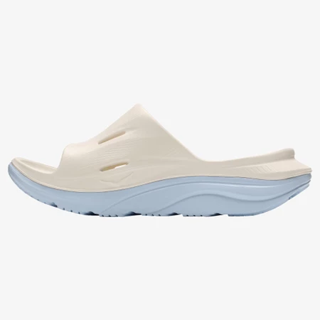 Hoka Ora Recovery Slides 3 in Alabaster/Blue