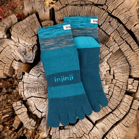 Injinji Trail Midweight Mini Crew Toe Socks in Midnight Blue