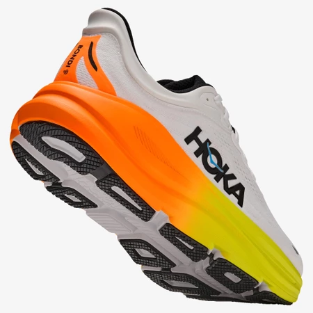 Hoka Bondi 9 Wide in White/Neon