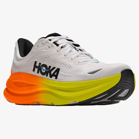 Hoka Bondi 9 Wide in White/Neon
