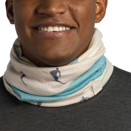Buff Merino Lightweight  in White Print