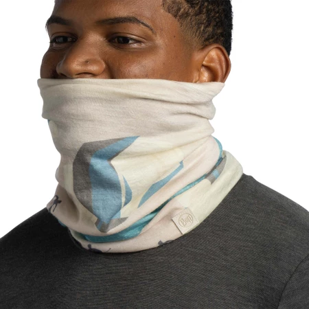 Buff Merino Lightweight  in White Print