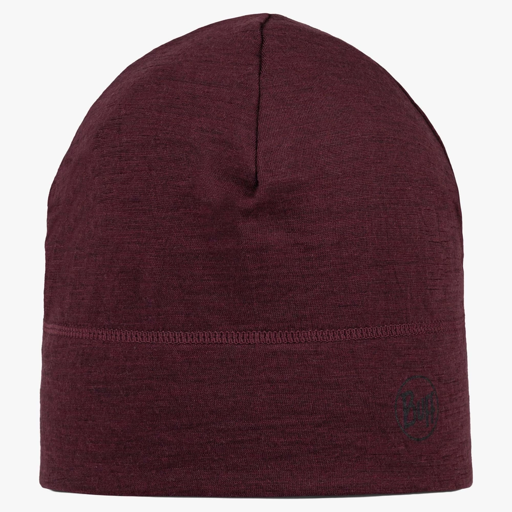 Buff Merino Lightweight Beanie in Garnet 