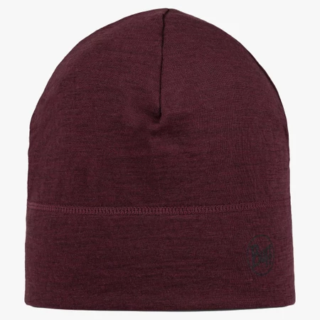Buff Merino Lightweight Beanie in Garnet 