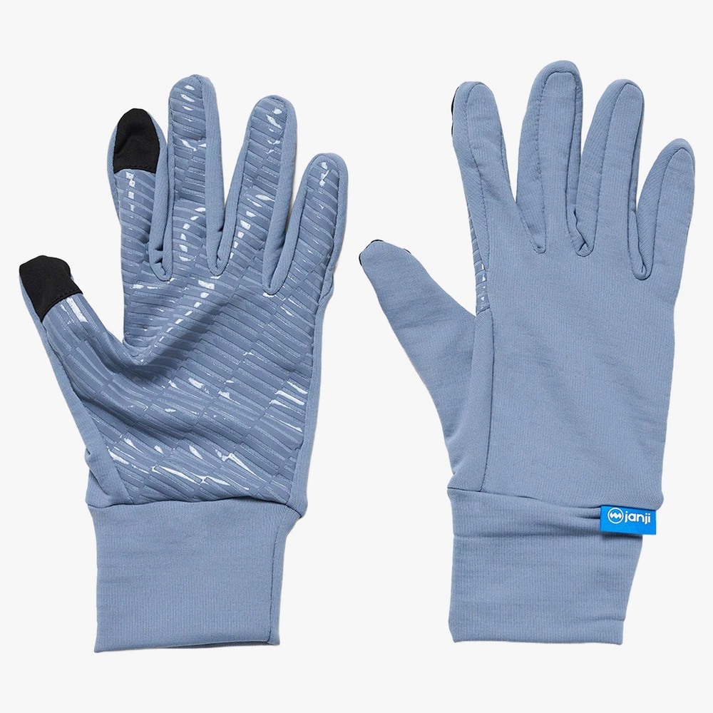 Janji Revo Merino Liner Gloves in Stone Blue