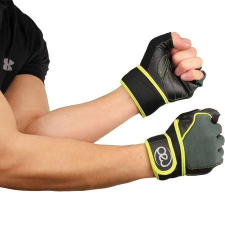 Fitness-Mad Core Fitness & Weight Training Gloves in Black/Lime
